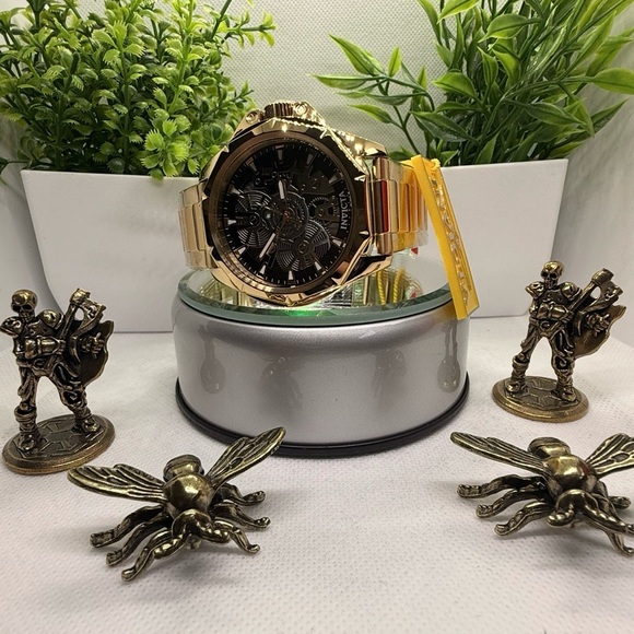 Invicta Objet D Art 44mm Gold Skeleton Automatic Watch NEW